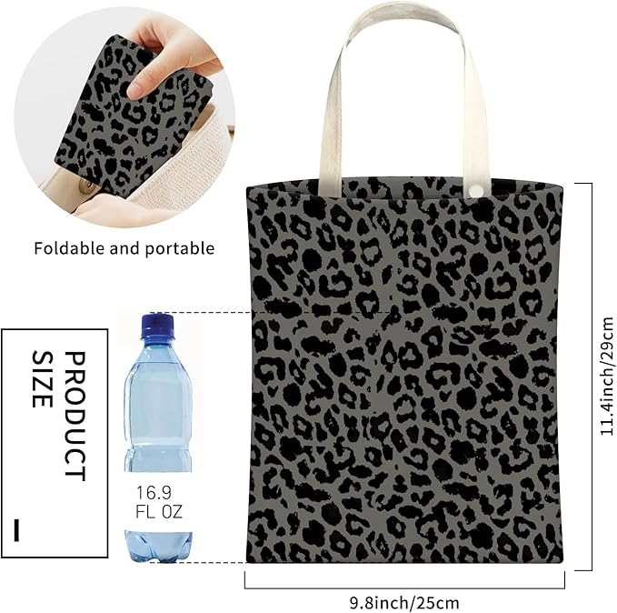 AXZOPDE Cute Car Trash Can, Hanging Canvas Car Back Seat Organizer and Storage Bag, Funny Car Trash Bag for Travelling, Outdoor Cute Gray Leopard