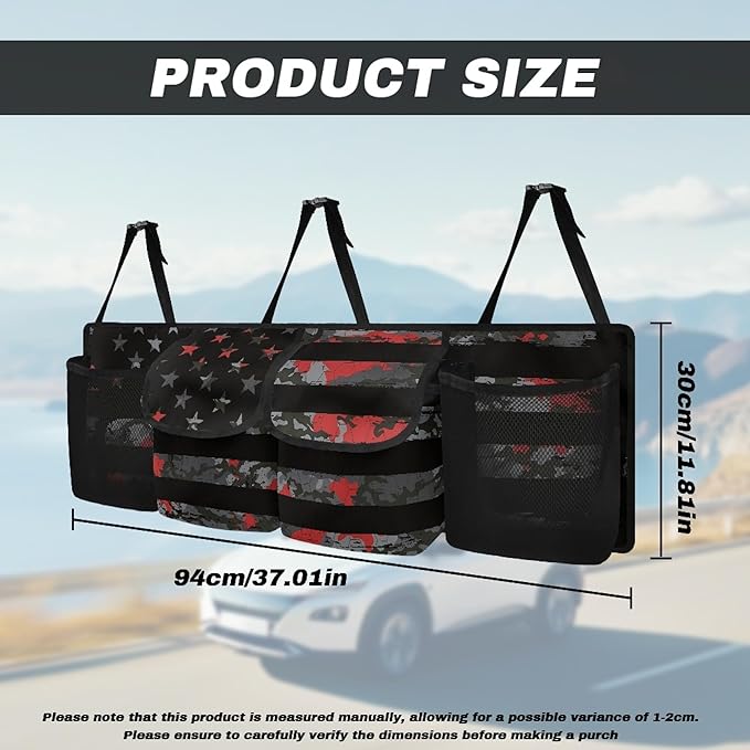 CLOHOMIN American Flag Car Truck Organizer Red Camo Cargo Storage Bag with 4 Pockets Collapsible Backseat Hanging Organizer Fashion Car Accessories for Women Men