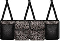 Car Trunk Hanging Organizer, Thick Backseat Storage Bag with 2 Pockets, 2 Mesh Pockets and 3 Adjustable Shoulder Straps, Foldable Interior Accessories Releases Trunk Space,Leopard