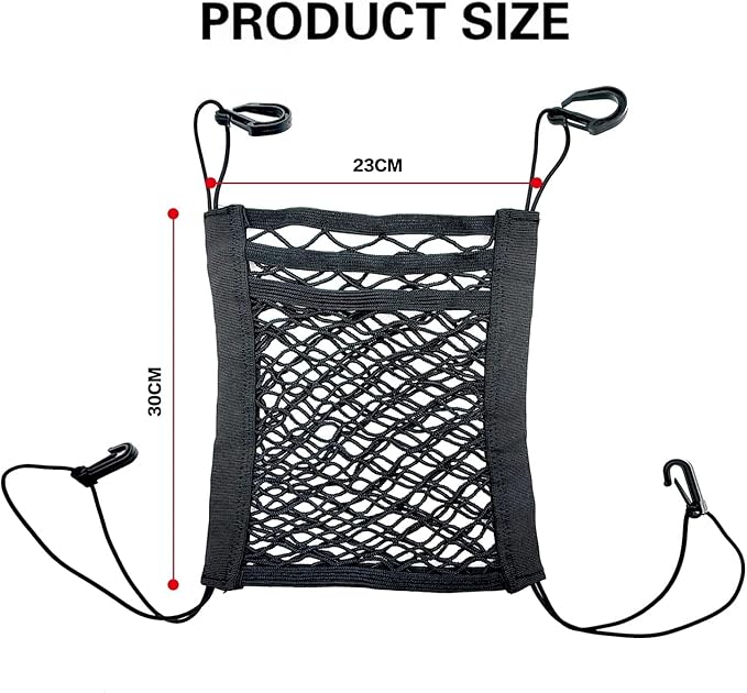 3-Layer Car Mesh Organizer, Seat Back Net Bag, Driver Storage Netting Pouch, Barrier of Backseat Pet Kids, Cargo Tissue Purse Holder（Upgrade Stretch Length）