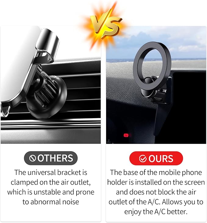 Car Phone Holder for 2017-2020 BMW 5 Series & M5 Accessories 10.25-Inch Screen Fixed Clip, 360° Rotation Phone Mount Compatible with MagSafe, Cell Phone Holder Does Not Affect Air Vent