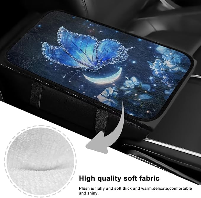 Bulopur Blue Butterfly Car Center Console Cushion Pad Armrest Cover Protec Arm Rest Cover Car Flannel Protect from Pet Claws 12.01 x 7.28 Inch Universal Fit for Vehicles,Cars,Suvs,Vans,Sedans