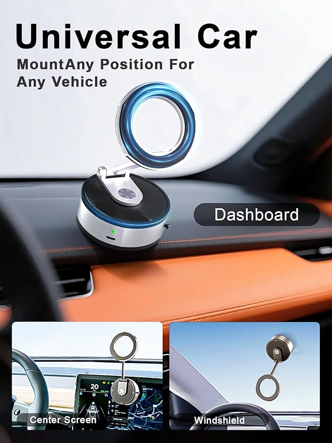 RainChic Magnetic Car Phone Holder for MagSafe, 120+ LB Suction Cup & 2800gf Magnetic Force, 360° Adjustable Mount for iPhone Pro Max/Plus & MagSafe-Compatible Android Phones (zj-001)