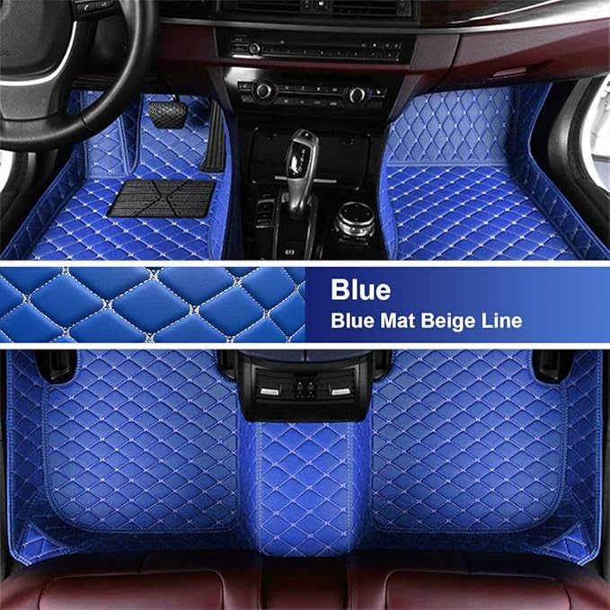Custom Fit Car Floor Mats for Most Cars, SUVs, Trucks - Waterproof PU Leather All-Weather Floor Liners - Durable Anti-Slip Interior Car Accessories to Protect Vehicle Floors (Blue)