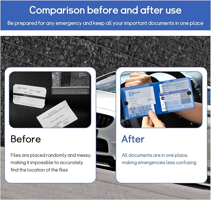 2 PCS Car Registration and Insurance Holder, 10.6''×4.8'' Essential Auto Card Glove Box Organizer with Closure, Vehicle Interior Accessories Perfect for Documents, Cards