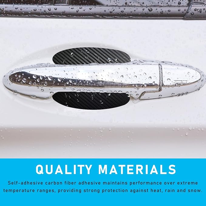 Ziciner 8 PCS Car Door Handle Sticker, Carbon Fiber Texture Auto Door Handle Protective Films, Anti-Scratches Door Side Handle Paint Guard, Universal Car Accessories (Black)