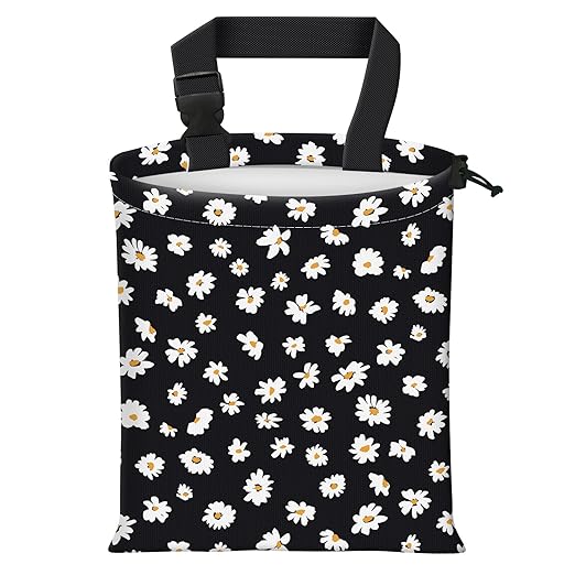 AFYEWKC Car Trash Bag Large Hanging Can for Back of Seat, Cute Waterproof Car Garbage Bag for Vehicle, Travelling, Outdoor Cute White Black Flower