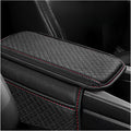 Car Center Console Cover, Microfiber Leather Armrest Cover Cushion with 2 Storage Bags, Anti-Scratch Middle Console Protector Interior Accessories for Most Cars SUVs Trucks (Black & Red)
