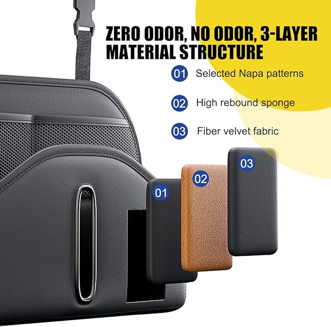 Car Tissue Holder, Multifunctional Vehicle Back Seat Organizer with Tissue Box Hook, Automotive Interior Headrest Hanging Storage Pocket Bag Accessories, Universal Fit