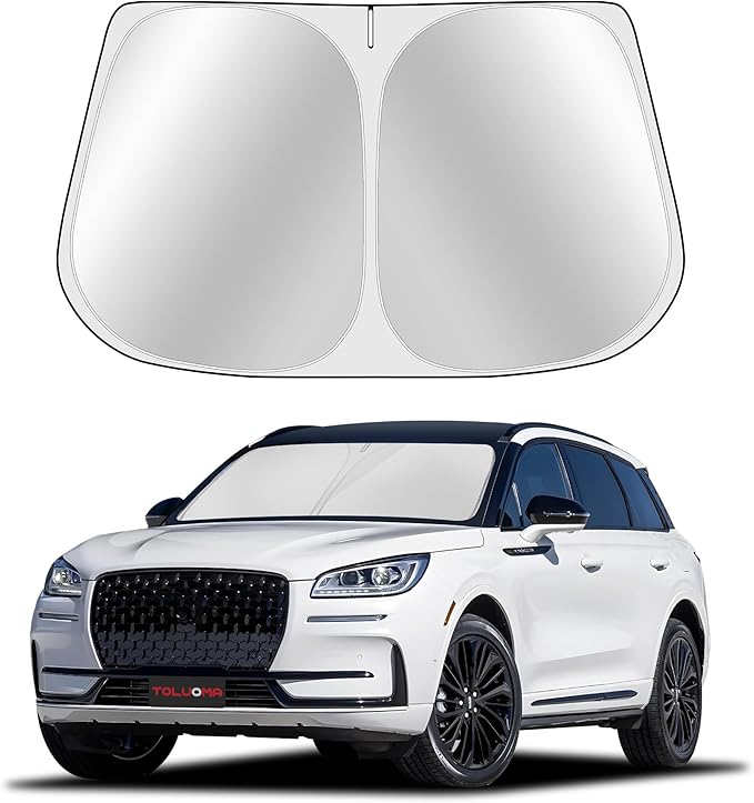 Toluoma Custom Fit Windshield Sun Shade for Lincoln Navigator 2018-2025 - Full Coverage, 210T Reflective Fabric, Double-Layer Design - Blocks 99% UV Rays, Keeps Car Cool, Easy to Install and Store
