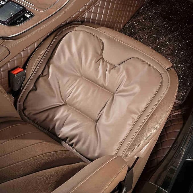 Skin-Friendly Leather Seat Cushions, Universal Non-Slip Breathable Car Seat Cushions, Memory Foam Seat Pad for Car, Office Or Home Chair (Brown)
