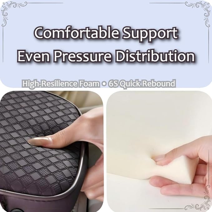 2026 Enhanced Car Center Console Armrest Cushion with USB& Type-C Charging, PU Leather Console Pad with Cup Holders, Storage& Tissue Outlet for Most Vehicles (Sloped Version, Coffee)