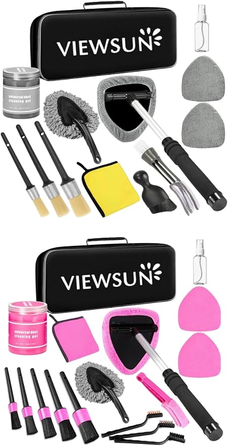 Viewsun Windshield Cleaner Tool 30 Pcs Car Interior Cleaning Kit, Car Detailing Kit Interior Cleaner, Car Detailing Brushes, Car Cleaning Gel, Inside Cleaning Supplies Accessories for Women Men