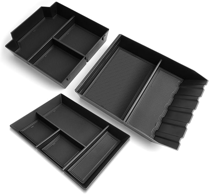 SKTU 3-Pack for 2024 2025 2026 Tesla Cybertruck Center Console Organizer Cybertruck Lower Console Organizer Cybertruck Passenger Glove Box & Floor Tray 2024 2025 2026 Cybertruck Accessories