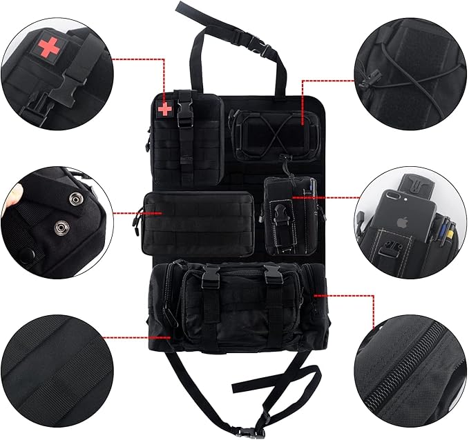 Z8 Tactical Front Seat Back Storage Bag/Hanger Bag Organizer with 5 Bags,Universal fits for All Vehicel