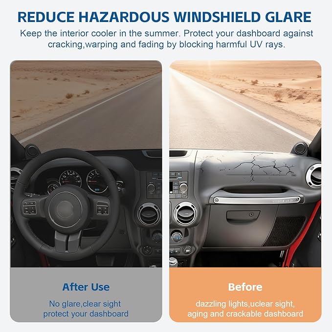 Dash Cover Mat Fit for Jeep Wrangler 2011 2012 2013 2014 2015 2016 2017 JK JKU Unlimited Sport Sahara Rubincon Accessories,Non-Slip Flannel Dashboard Cover Mat Sunshield Protector Sunshield Glare