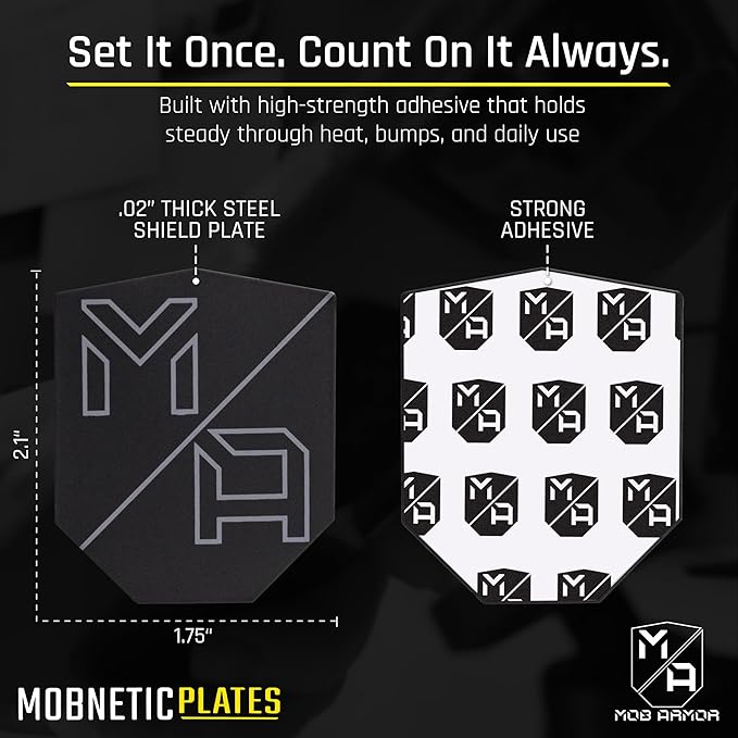 Mob Armor MobNetic Plate - Magnetic Phone Mounting Plate - 0.02inch Thick Metal - iPhone & Android Smartphone Compatible - 3M VHB Adhesive Cars Trucks Motorcycles & Extreme Sport Plate Magnet (6 Pack)