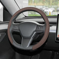 frani Nappa Leather Steering Wheel Cover, Universal 15 Inch Premium Non-Slip Steering Wheel Cover Caffee Brown