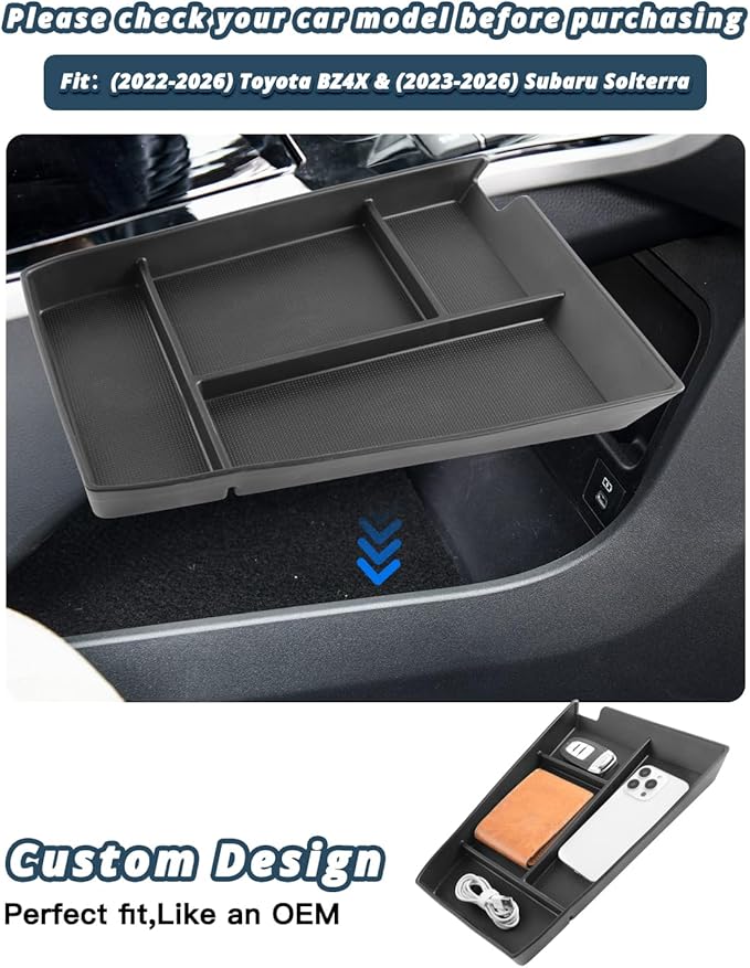 Ruiya 2025 BZ4X Lower Console Organizer for Toyota BZ4X 2025 Accessories Silicone Material Under Console Organizer Compatible with (2022-2025) Toyota BZ4X & (2023-2026) Subaru Solterra