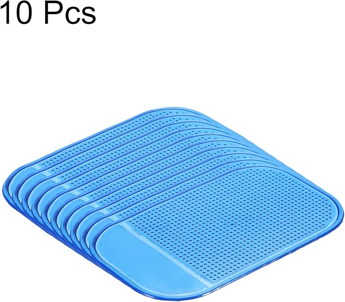 HARFINGTON 10pcs Car Dashboard Anti-Slip Mat 5.5" x 3" Universal Sticky Dash Pad Washable Reusable Car Non-Slip Mats for Phone Keys Sunglasses Electronic Devices, Blue