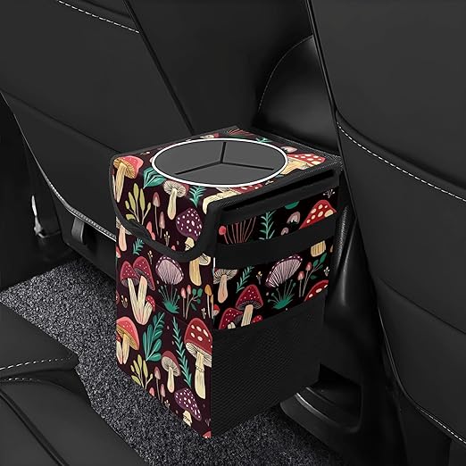 GVGHIDZ Car Trash Can – Multi-Purpose, Lightweight and Portable with Durable Water-Resistant Coating, No Installation Required, Practical and Ample Capacity, Variety of Colors.Mushroom