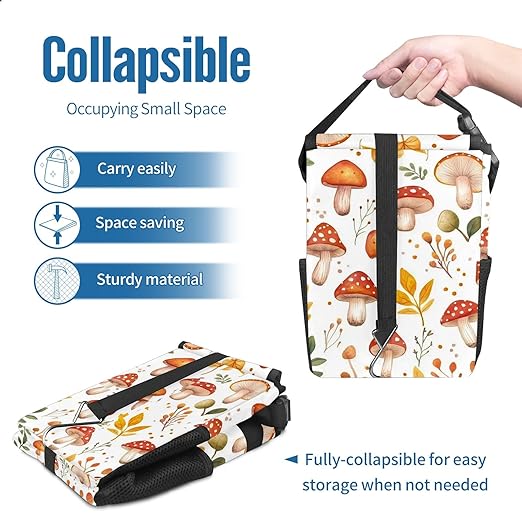 GVGHIDZ Car Trash Can – Multi-Purpose, Lightweight and Portable with Durable Water-Resistant Coating, No Installation Required, Practical and Ample Capacity, Variety of Colors.Mushroom