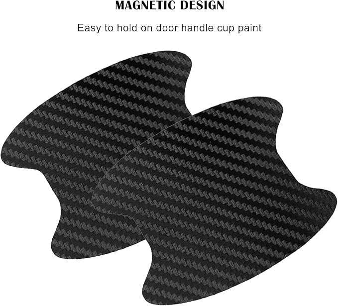 kingsea 4PCS Car Door Handle Scratch Protector, Removable Magnetic TPU 3D Carbon Fiber Texture Car Door Handle Paint Scratch Protector Sticker Universal (Style 7)