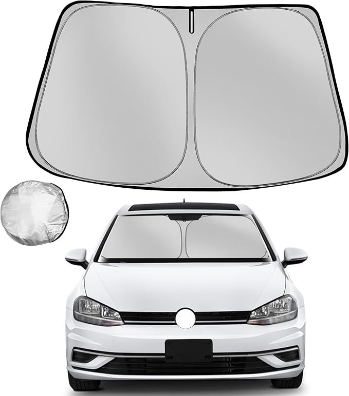 Fonowka Windshield Sun Shade for 2015-2021 Volkswagen Golf GTI e-Golf VW Golf R 4 Door Hatchback Foldable Sun Sunshade for Car Front Window Automotive Interior Protector Custom Fit Accessories