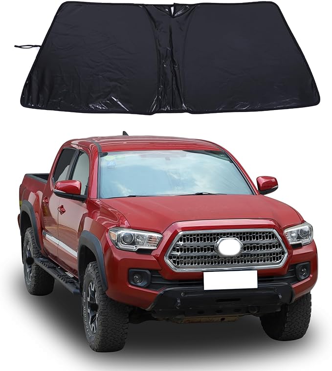 LLKUANG Car Windshield Sun Shade Compatible with Toyota Tacoma 2006-2024 Auto Windshield Sunshades Foldable Blocks UV Rays Sun Visor to Keep Your Vehicle Cool and Damage Free (Style D)
