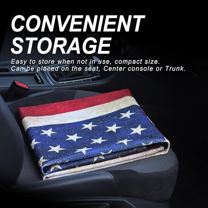 nbnhxnff Sweat Towel Car Seat Cover Protector Front Seats for Gym Workout, Running, Swimming, Beach and Hiking, Waterproof Universal Seat Cover for Car, Trucks,Van&SUV (American Flag, 1pcs Front Seat)