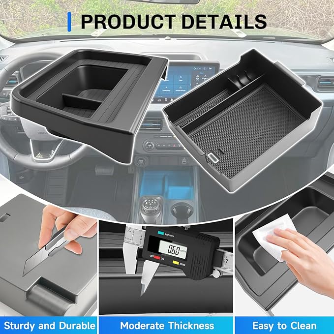 SXCY 2PCS for 2025 2026 Ford Maverick Armrest Organizer + Dashboard Organizer Tray for 2025 2026 Ford Maverick Accessories Console Tray 2025 2026 Maverick Behind Dash Center Console Organizer Tray
