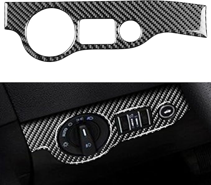 NVCNX Real Premium Carbon Fiber for Chrysler 300 Accessories 2015-2023 2016 2017 2018 2019 2020 2021 2022 S/C/Limited/Touring Car Dash Headlight Switch Panel Cover Interior Trim Sticker Decal 1PC