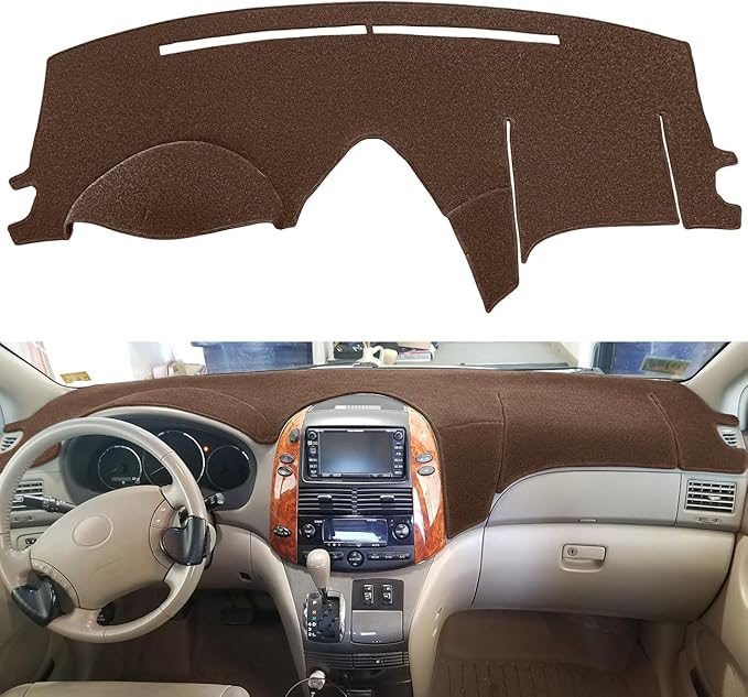 Dash Cover Mat Custom Fit for Toyota Sienna 2004-2010, Dashboard Cover Pad Carpet Protector (Dark Brown) F99