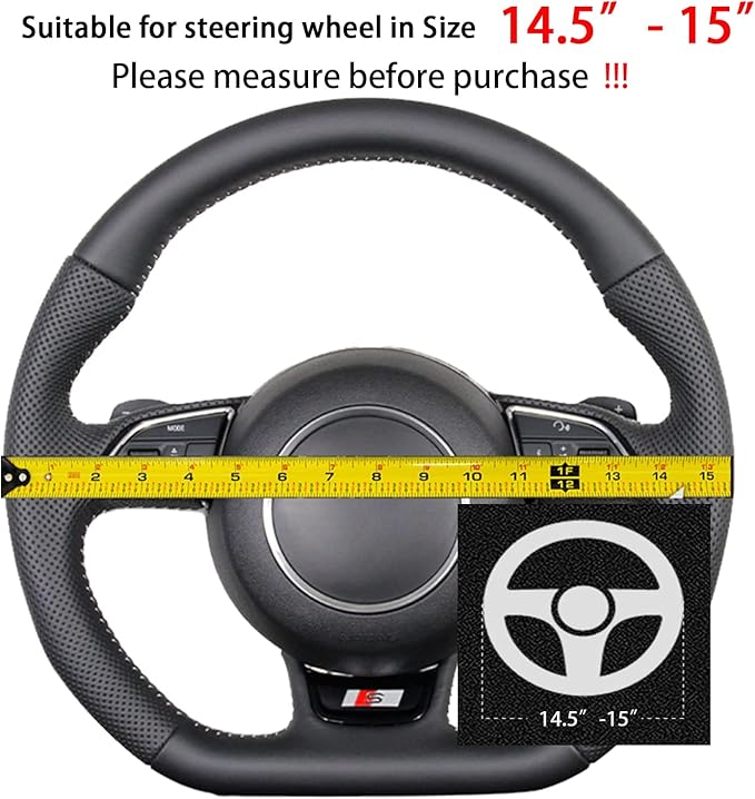 Suede D Shape Steering Wheel Cover,Compatible with Hyundai Ioniq 5 Suede Leather Sport Non-Slip Wheel Cover Car Interior Accessories 15 inch for Man and Women
