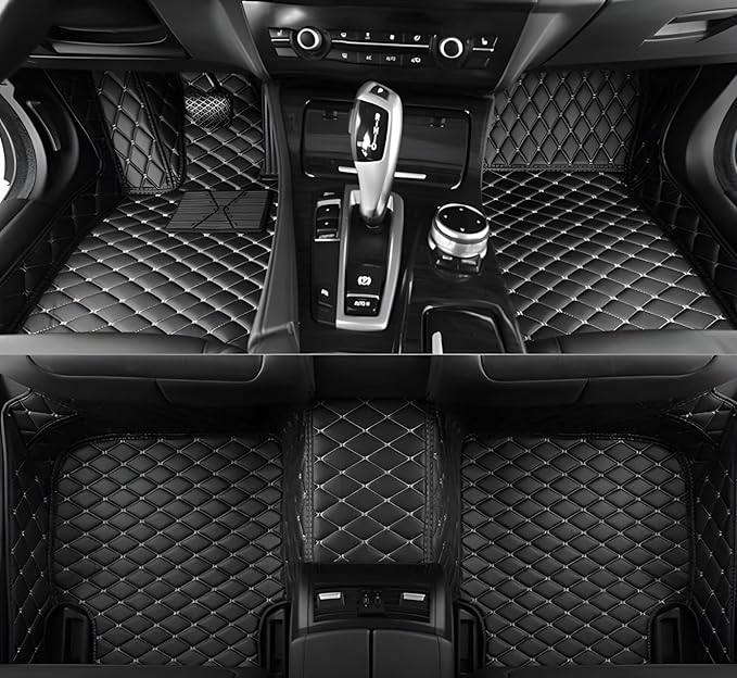 SARAHS Customized car Floor mats -Suitable for 99% of Cars, SUVs, and Trucks - car Pads to Protect Vehicle Interior Floor Accessories (Black Beige)