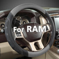 GIANT PANDA Car Steering Wheel Cover for RAM 1500 2500 3500, Compatible with Dodge RAM 15.5-16 inches - Black+Gray