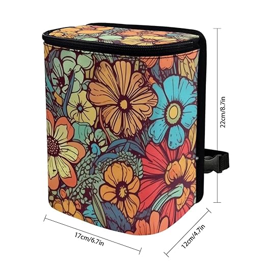 DISNIMO Abstract Groovy Flower Car Trash Can Bin with Lid Large Car Garbage Can Leakproof Mini Car Accessories Trash Bin Car Dustbin Organizer Container for Car Office Home