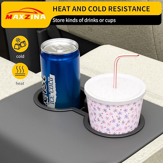 Maxzina Cup Holder Compatible with 2023-2025 Honda Pilot 8 Seats 2nd Row Black Silicone Car Center Console Cup Holder Insert Storage Box Interior Armrest Organizer for 2024 Pilot Accessories