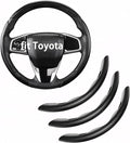 West Llama Customized Carbon Fiber Steering Wheel Covers for Toyota Rav4 Corolla Camry Highlander Prius, 3 Piece snap on Steering Wheel Cover (Black)