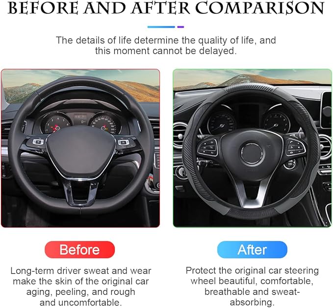Car Steering Wheel Cover, Universal Microfiber PU Leather Elastic 15 inch Stitching Color Anti-Slip Steering Wheel Protector, Car Interior Accessories Steering Wheel Cover for Men Women (Grey)