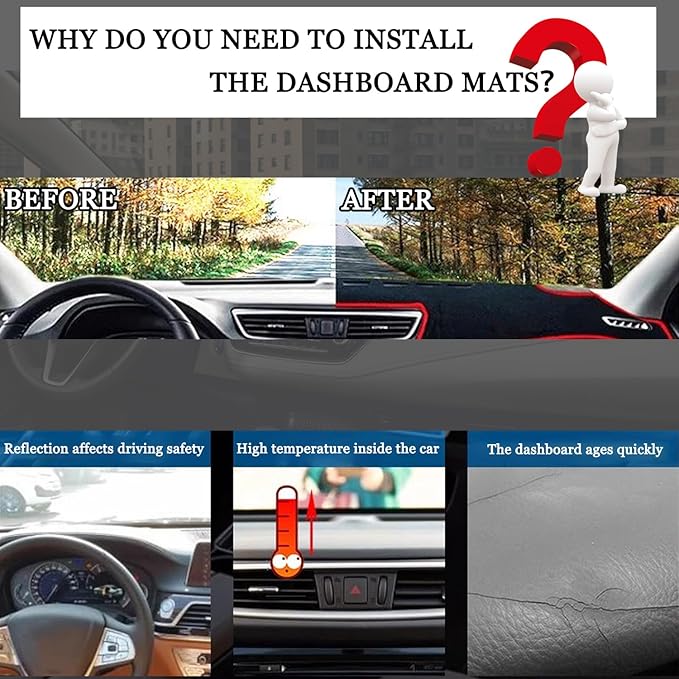Blazeray Dash Cover Mat for Ford Explorer 2020 2021 2022 2023 2024 Dashboard Cover Nonslip Dash Board Protector Mat Interior Accessories Sunshade Anti Glare Pad Carpet Sunshield(Black Edge)