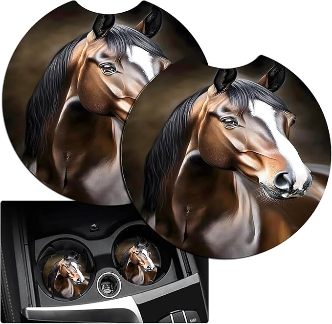 JANENFNA Car Armrest Cover Pads Universal Fashion Cute Auto Center Console Armrest Cover Pad with 2PCS Car Coasters Soft Waterproof Car Armrest Seat Protector for Women,Cute Horse Pattern