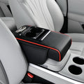 Armrest Box Pad for Car w/Type-C Charging Interface, Car Center Console Cover w/Cup Holder, Interior Car Accessories (Black-Red)