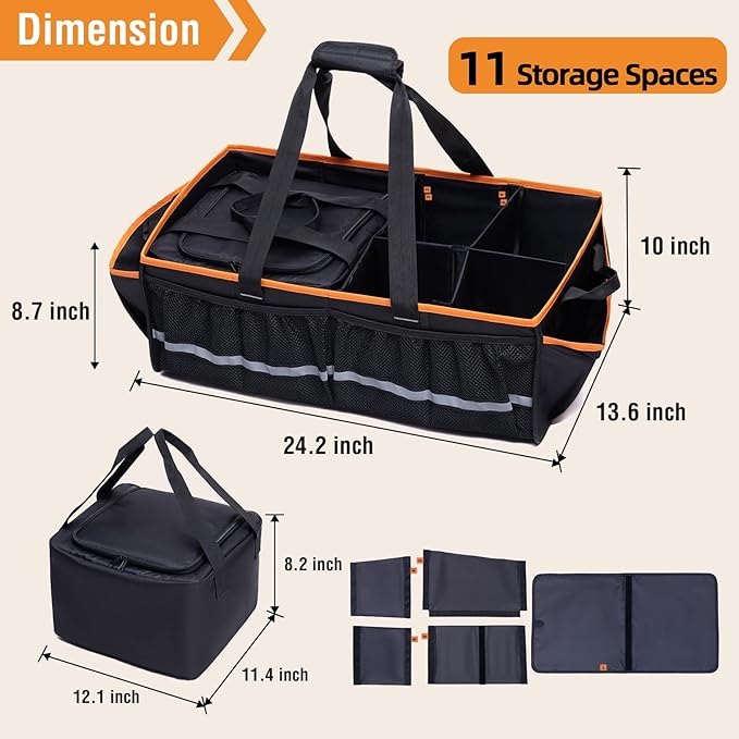 Rifachua Car Front Trunk Organizer with Cooler Bag Compatible with Tesla Model Y Model 3 2020-2026, Foldable Grocery Frunk Storage Bag Collapsible for Car SUV with Multi Compartment