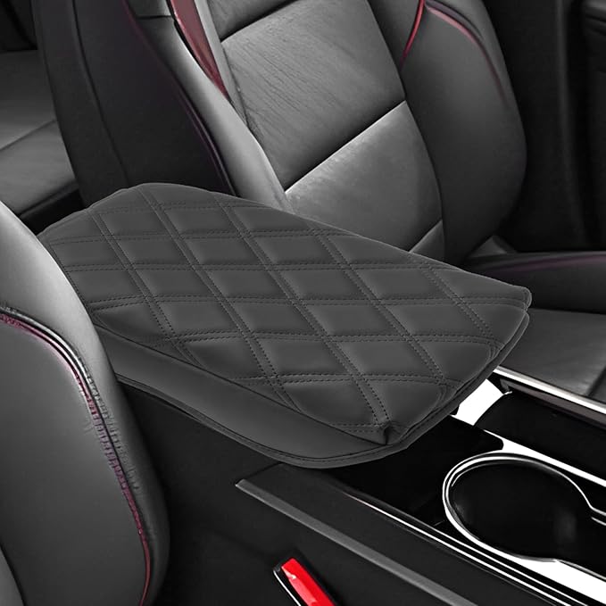 SXCY for 2025 2026 Chevy Equinox Accessories 2025 2026 Equinox Armrest Cover Center Console Cover 2026 Equinox Console Cover 2025 2026 Equinox Middle Console Cover (Adding Pad 2-Line Rhombus Style)