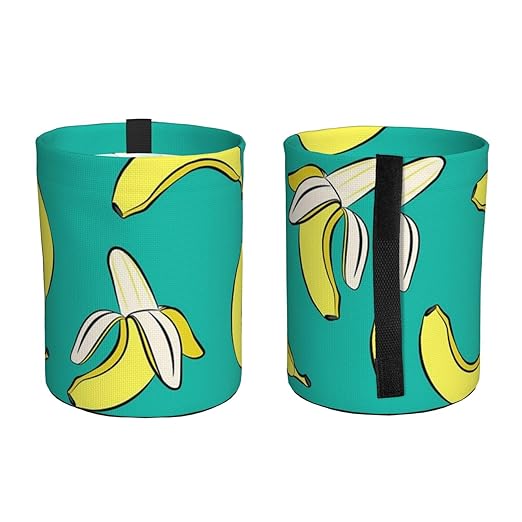 Bananas On Green Car Trash Can Leak Proof Hanging Waterproof Garbage Can Multipurpose Trash Bin for Car SUV Front Seat Headrest Collapsible and Portable Storage Pocket
