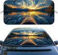 Starry Night Car Windshield Sunshades Sunset Tranquil Lake View Kayaking Front Window Sun Shade Block UV Rays Sun Shade Visor Protector for Car Sedan Truck SUV Accessories