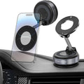 Jikasho Vacuum Magnetic Suction Phone Holder, Foldable and Retractable Hands-Free Suction Cup Phone Mount for Car/Gym/Mirror/Smooth Surface, Compatible with iPhone & Android (Gel Suction Cup Black)