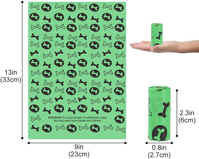 car Dog Poop Bags, Biodegradable & Compostable Garbage Bag Pets Poop Bag Recycling Thickened Leakproof Trash Bag (Green, 120 Counts)