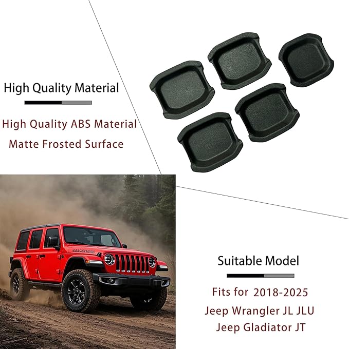 LIUQING Car Door Bowl Scratch Protector for Jeep Wrangler JL JLU & Jeep Gladiator JT 4 Doors 2018-2023 2024 2025, Exterior Door Handle Bowl Cover Trim Accessories